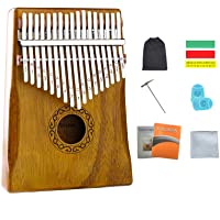 Kalimba Piano de 17 teclas- madera de acacia- Koa- marimbas Kalimba con teclas grabadas- piano de dedo con libro de…